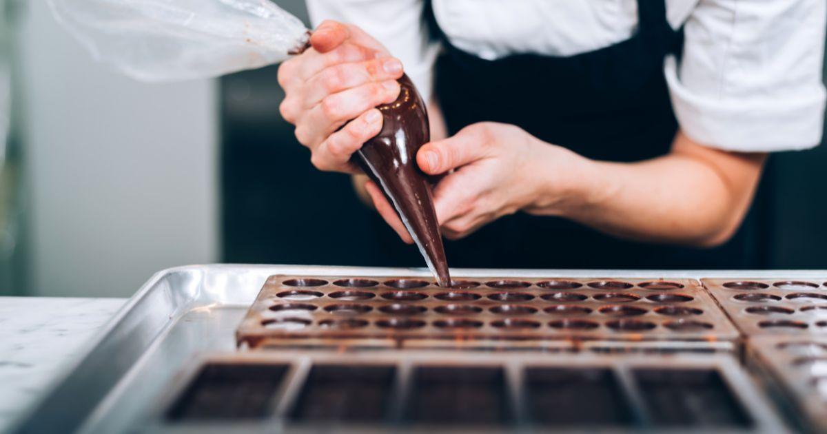 Chocolatier making chocolate.