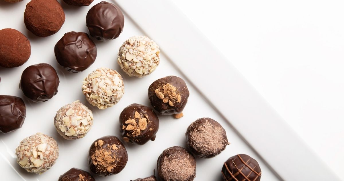 Chocolate Truffles on a white background.